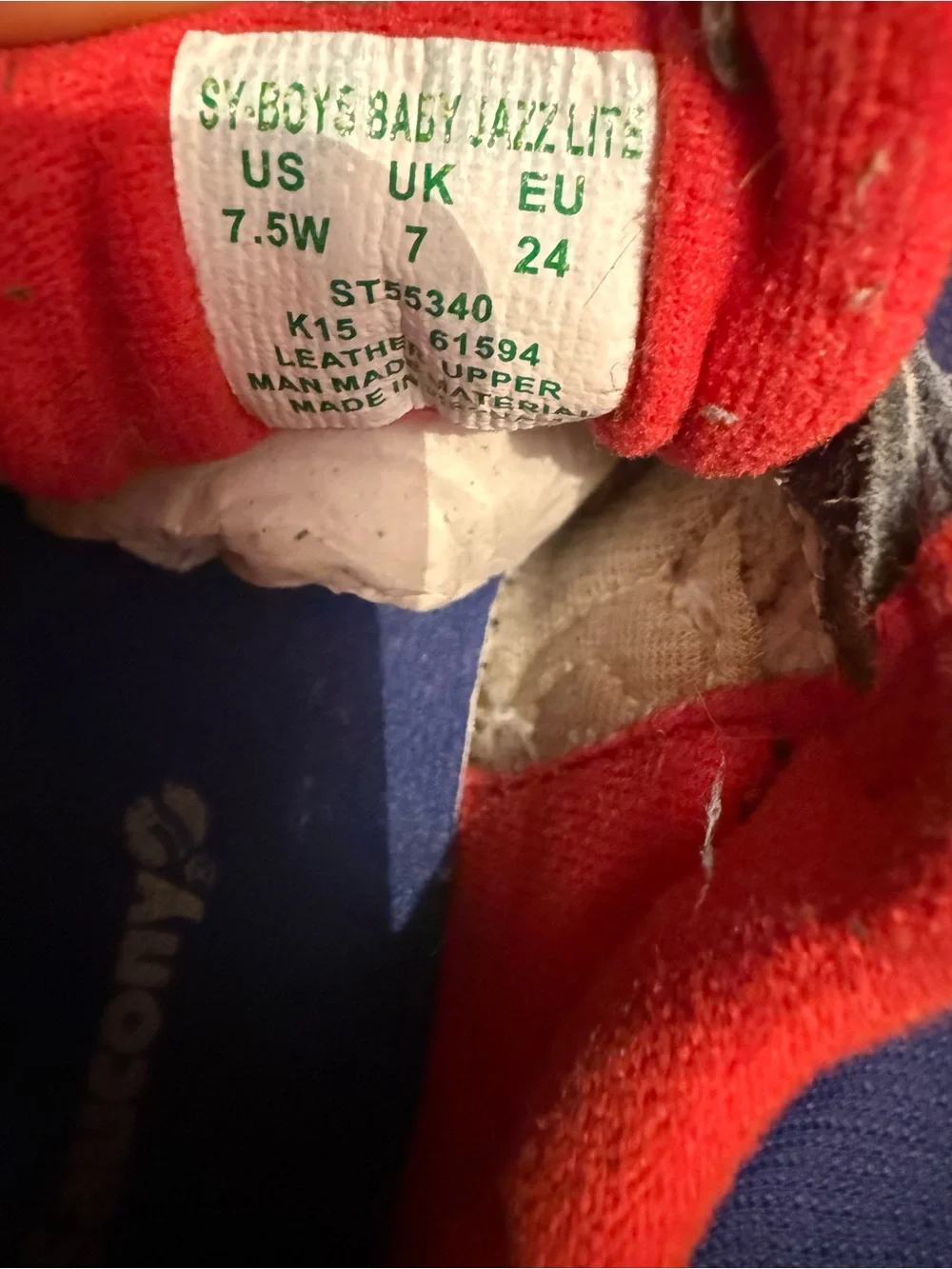 Saucony Baby Jazz Lite Boys Navy Grey Red Suede Sneakers Size 7.5W Toddler Wide